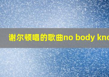 谢尔顿唱的歌曲no body knows